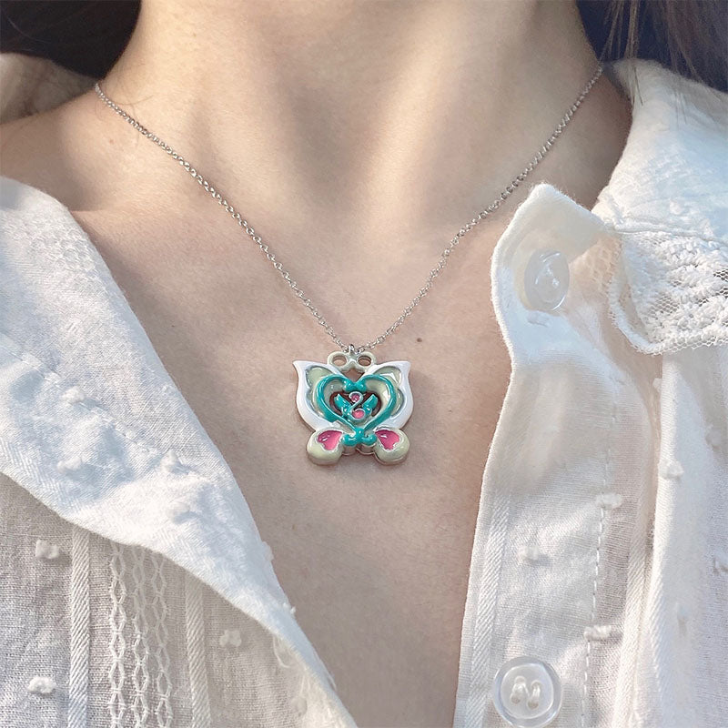 Fairy Butterfly Necklace in Steel and Titanium