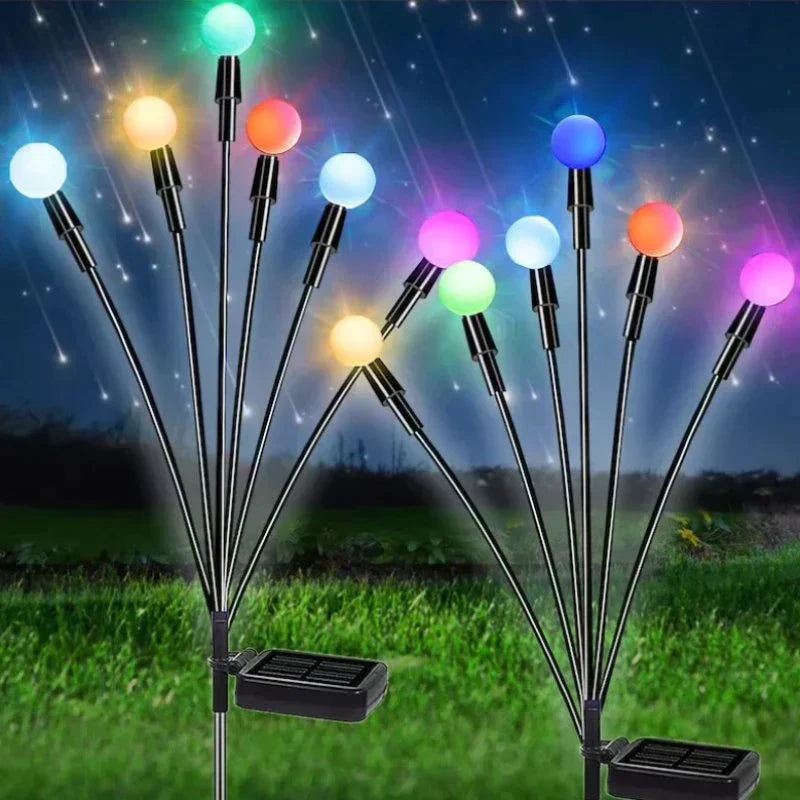 Solar-Powered Firefly Garden Light with Flexible Sway Design