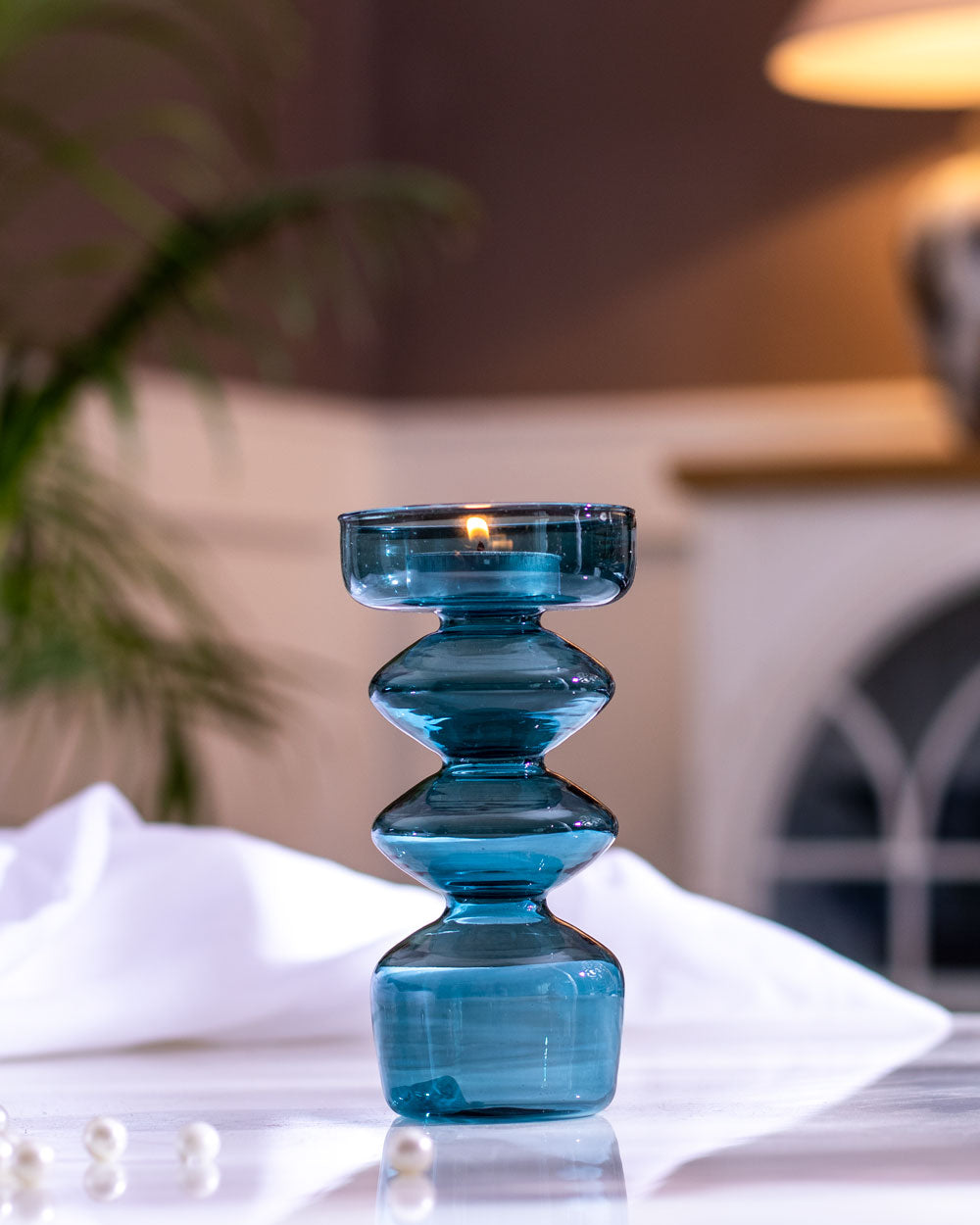 Modern Glass Tealight Holder with Columnar Design