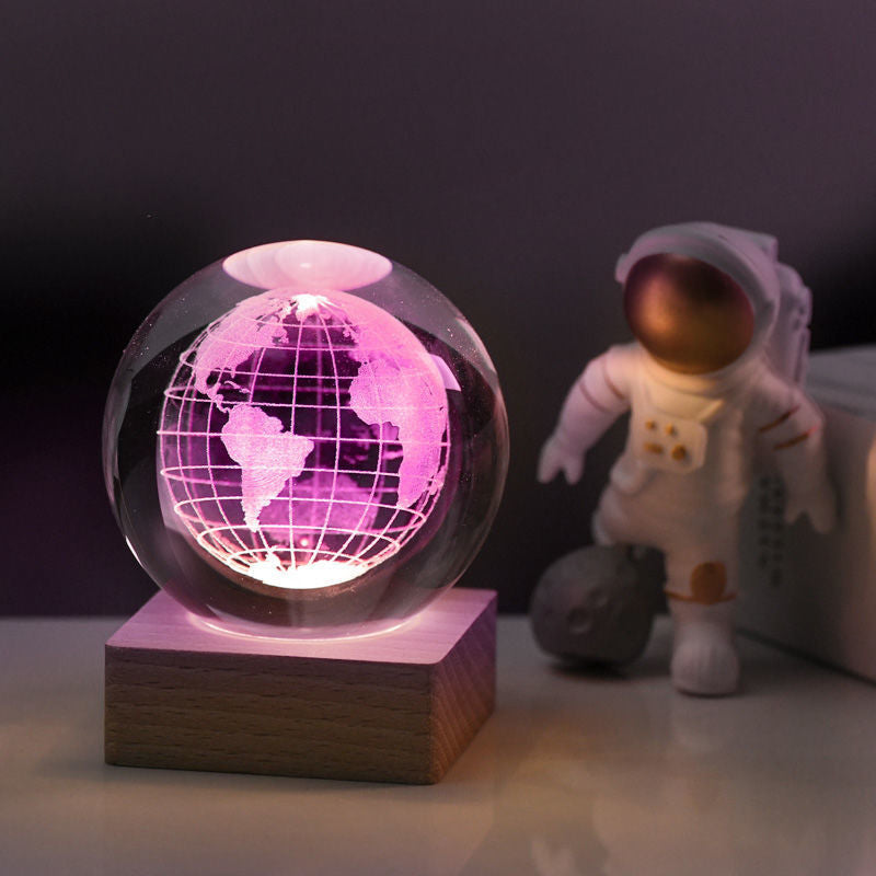 3D Galaxy Crystal Ball Night Light with LED Base