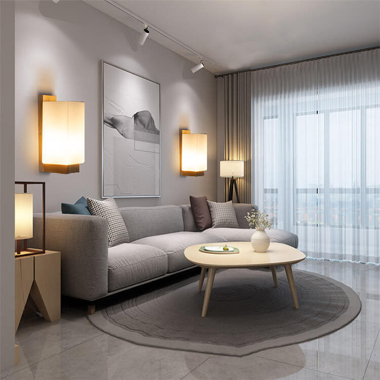 Modern Minimalist Solid Wood and Glass Wall Sconce Lamp