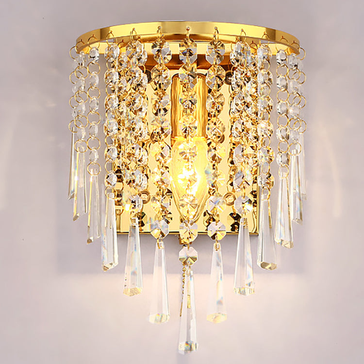 Modern Luxury Octagonal Crystal Wall Sconce Lamp in Gold or Silver