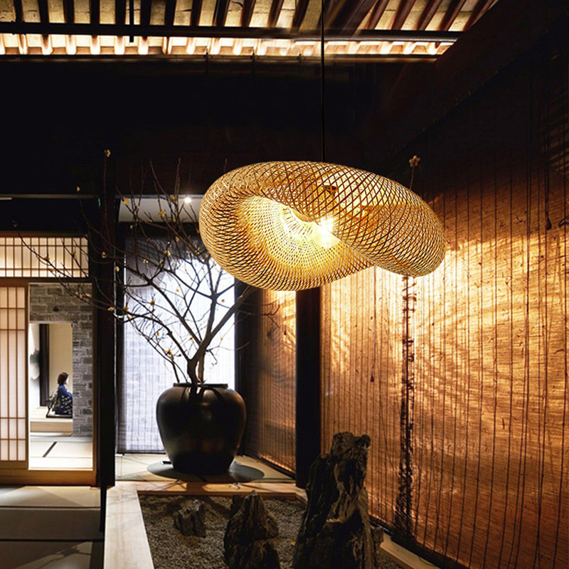 Rattan Woven Bamboo Pendant Light - LED Ceiling Fixture
