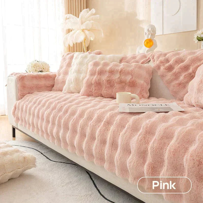 Thick Rabbit Fleece Plush Sofa Cover