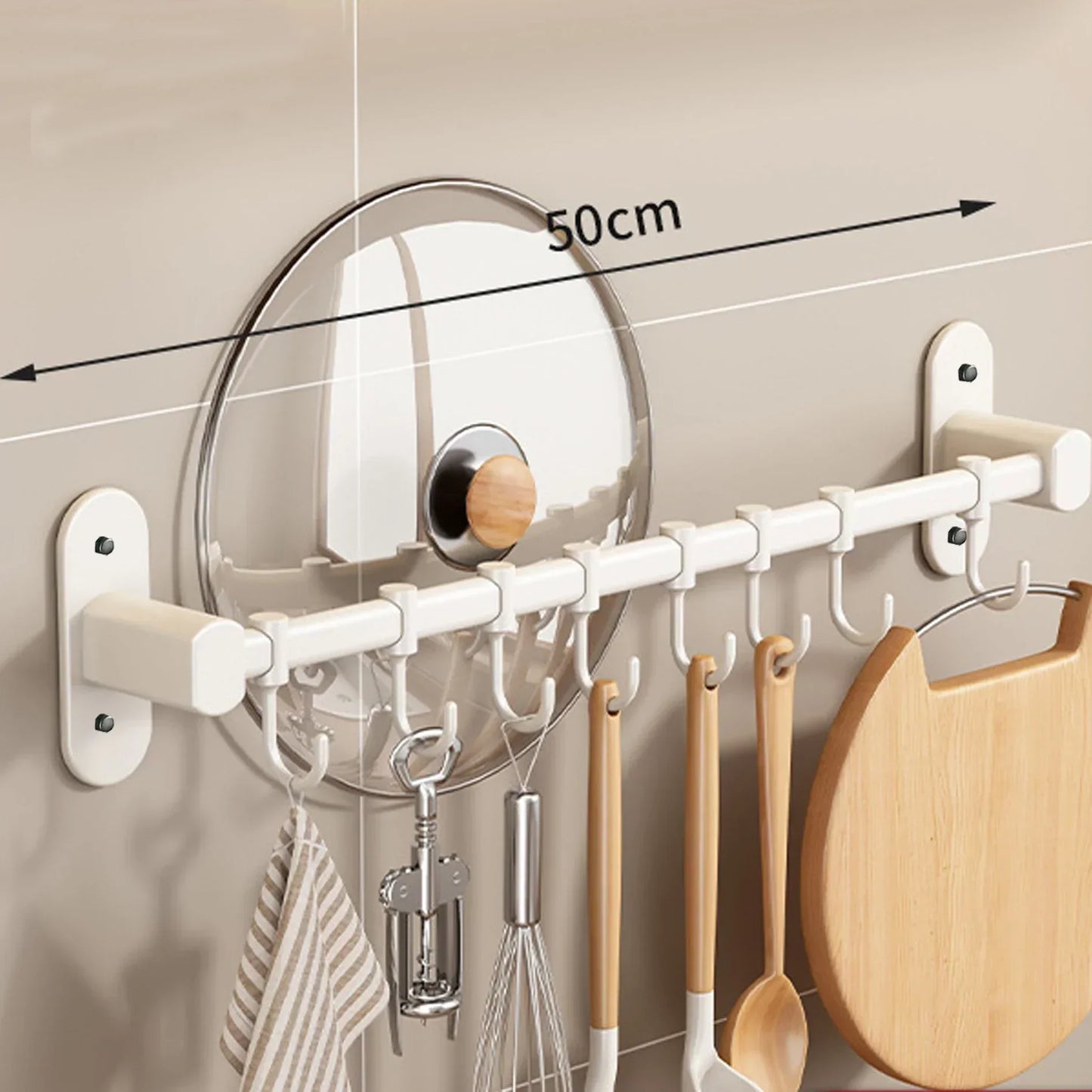 Wall-Mounted Kitchen Utensil Storage Rack for Lids and Spatulas