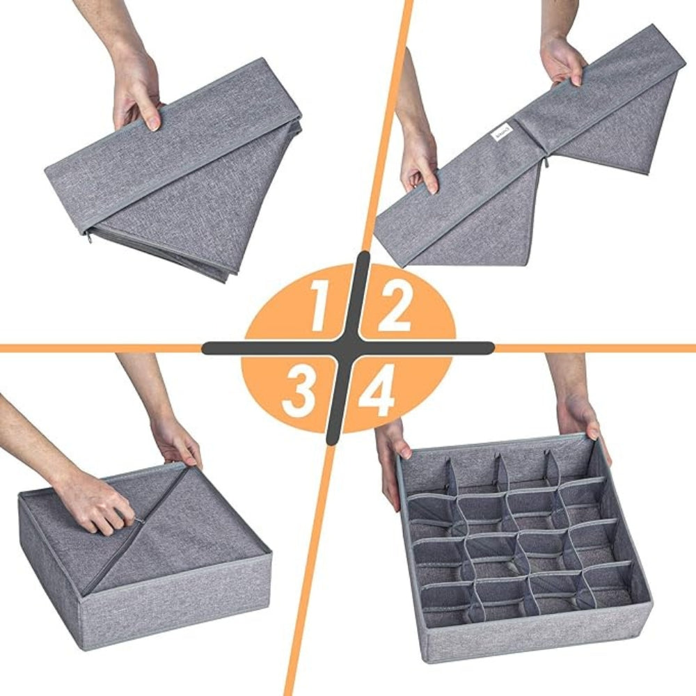 Foldable Sock and Underwear Storage Organizer with 24 Compartments