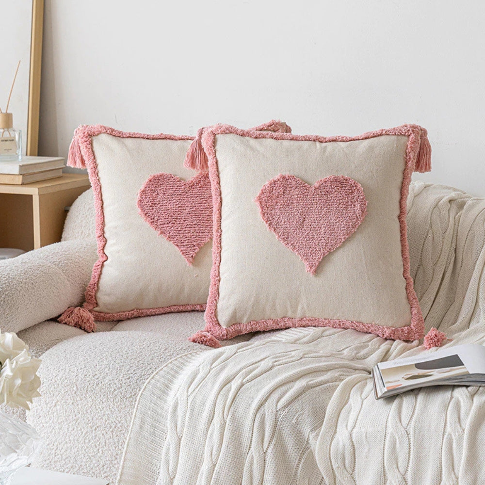 Boho Floral Chenille Cushion with Tassels