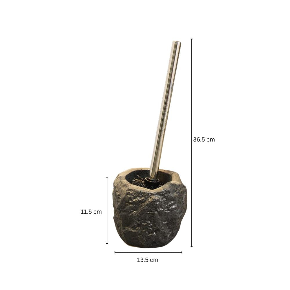 Stone-Inspired Ceramic Toilet Brush with Holder