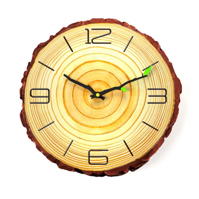 Wooden Annual Rings Wall Clock with Silent Mechanism