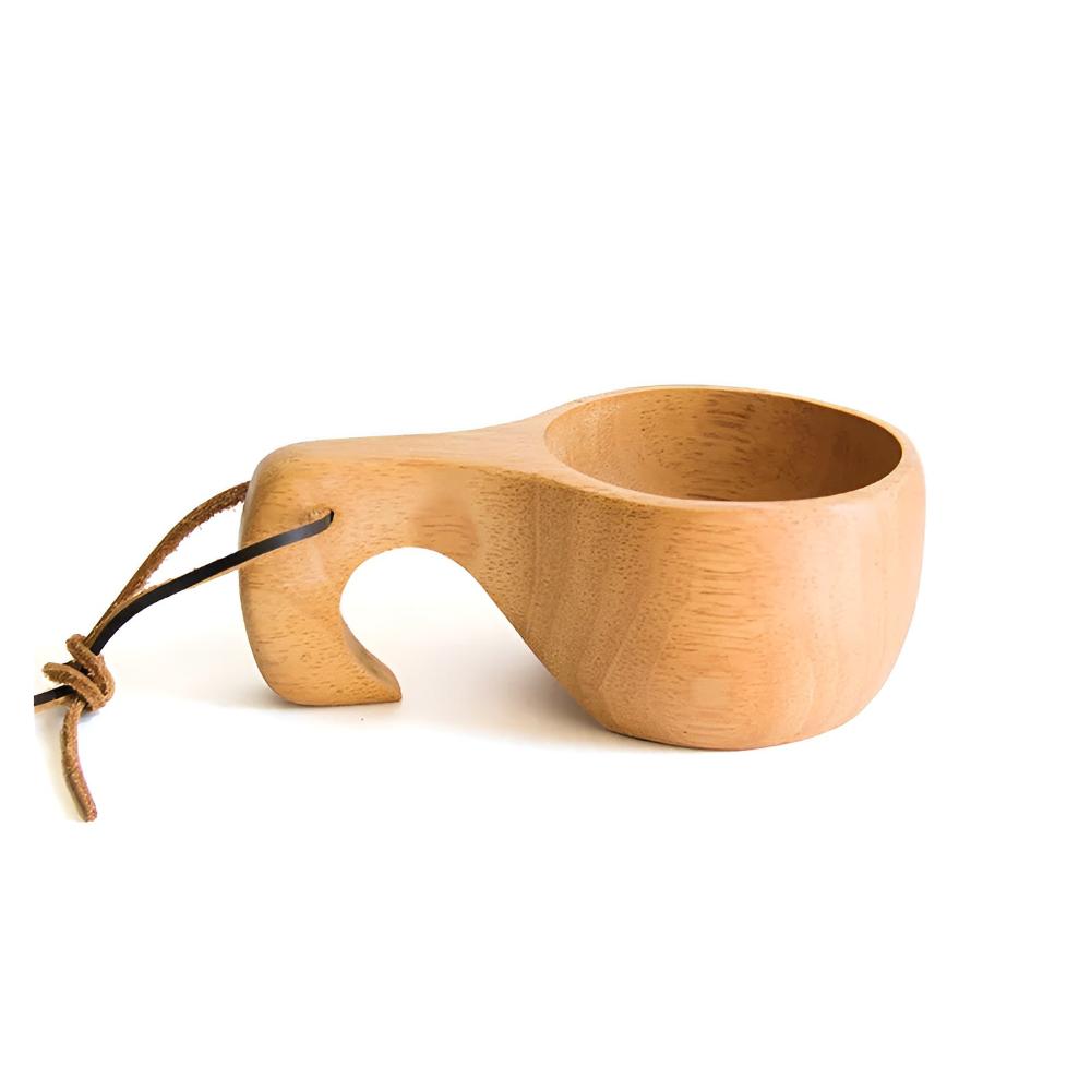 Natural Rubberwood Handcrafted Mug Set