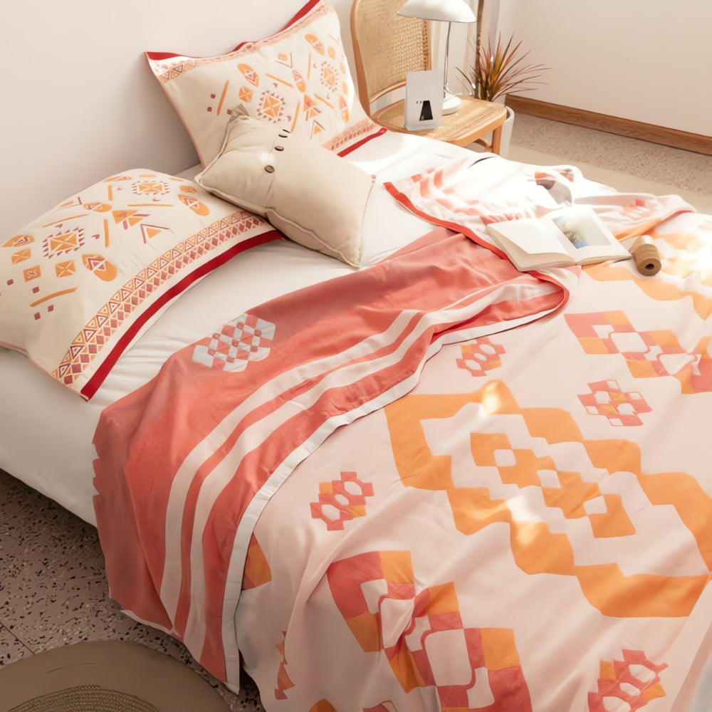Chevron Pattern Four-Layer Eco-Friendly Cotton Blanket