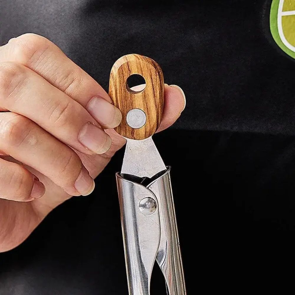 Wood and Steel Kitchen Tongs with Ergonomic Grip