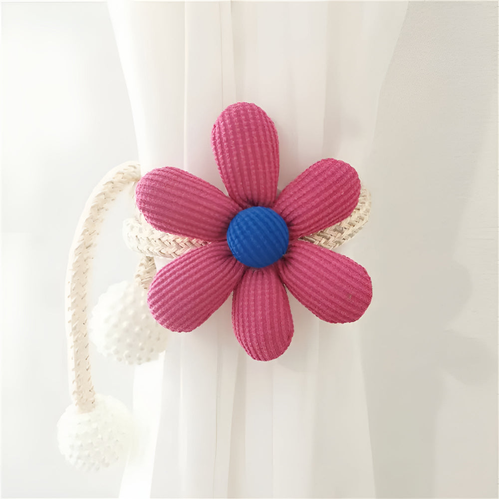 Embroidered Flower Curtain Tiebacks with Pearl Buckle