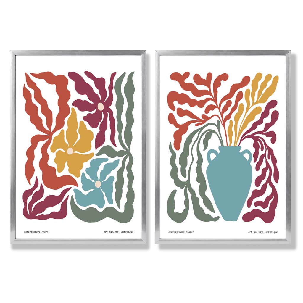 Colorful Boho Floral Art Prints Set of 2
