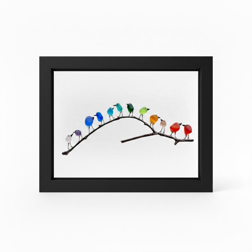 Coastal Sea Glass Bird Wall Art Frame