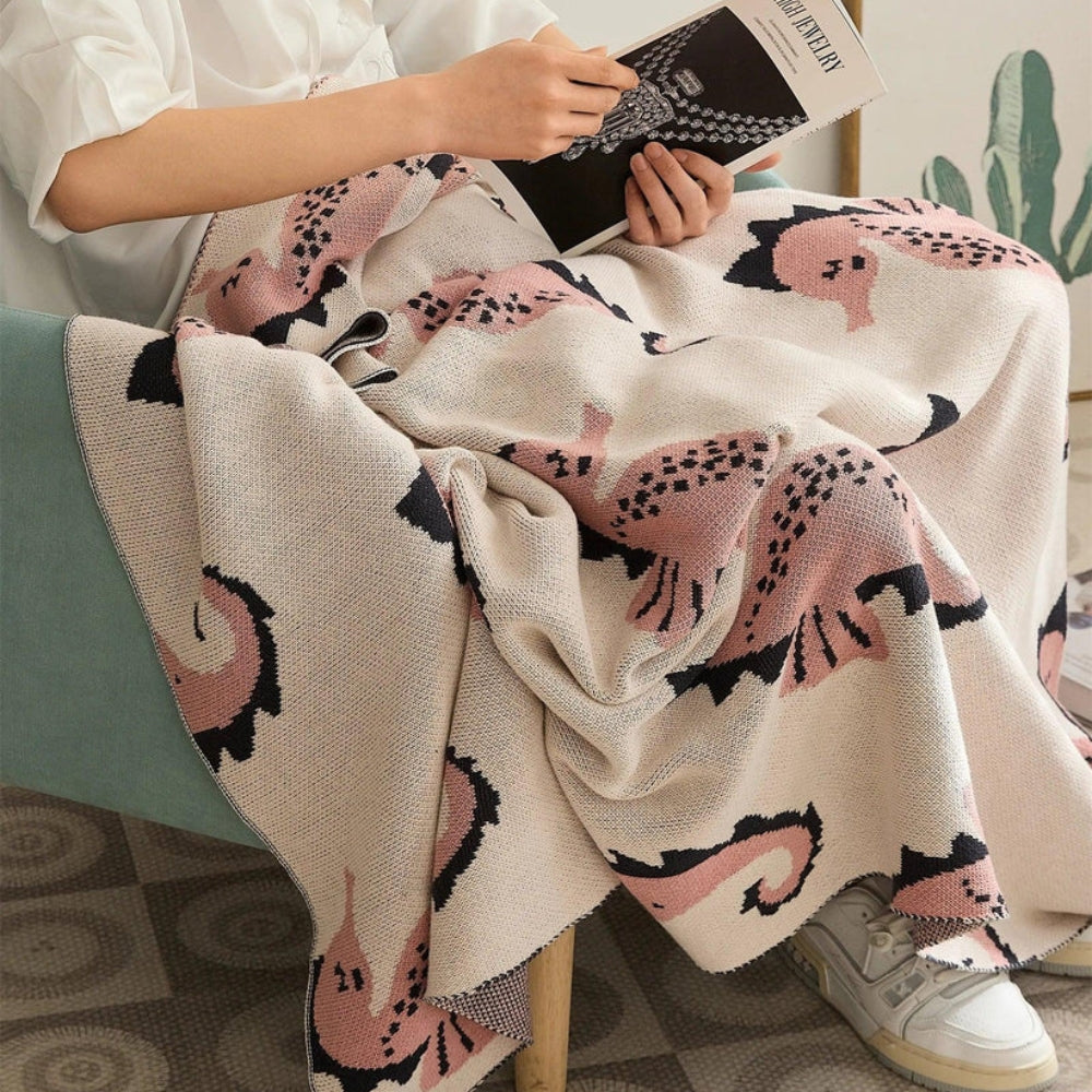 Coastal Seahorse Jacquard Knit Throw Blanket