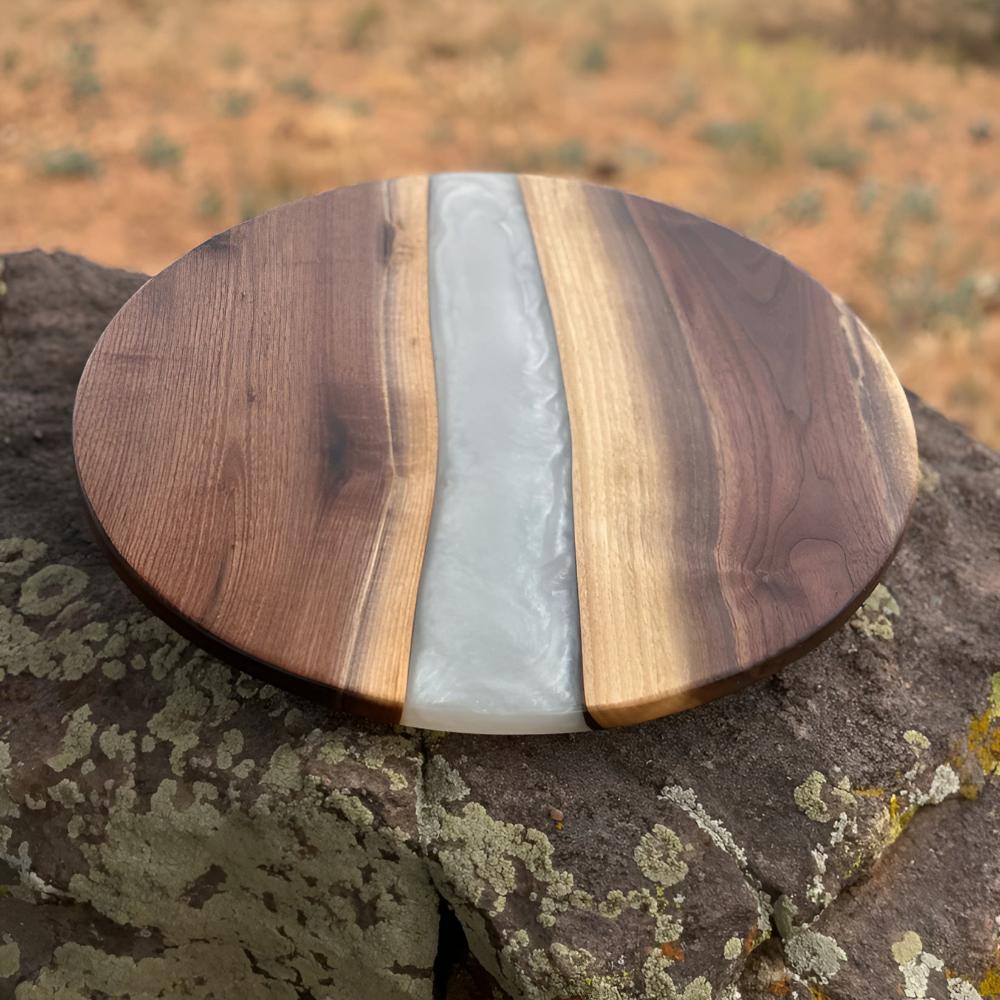 Round Acacia Wood Chopping Board with Epoxy Resin Design