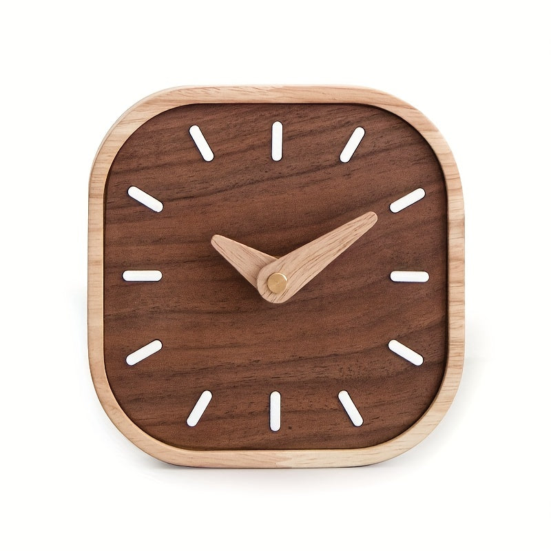 Silent Quartz Wooden Table Clock in Solid Oak and Walnut