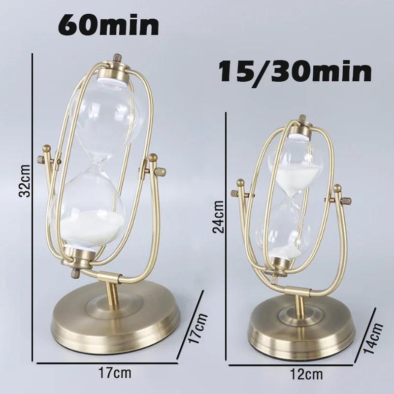Classic White Hourglass Timer in Zinc Alloy and Glass