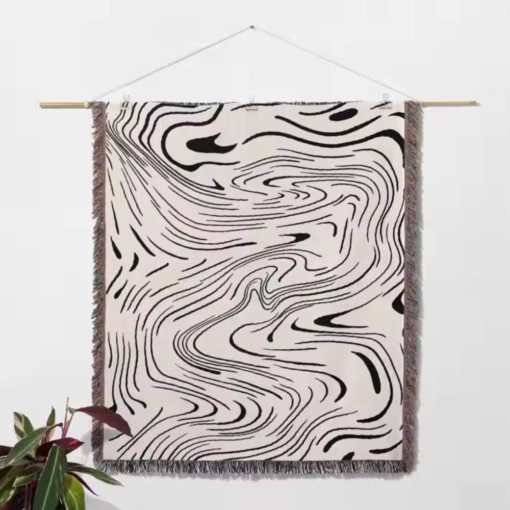 Marble Swirl Woven Cotton Throw Blanket