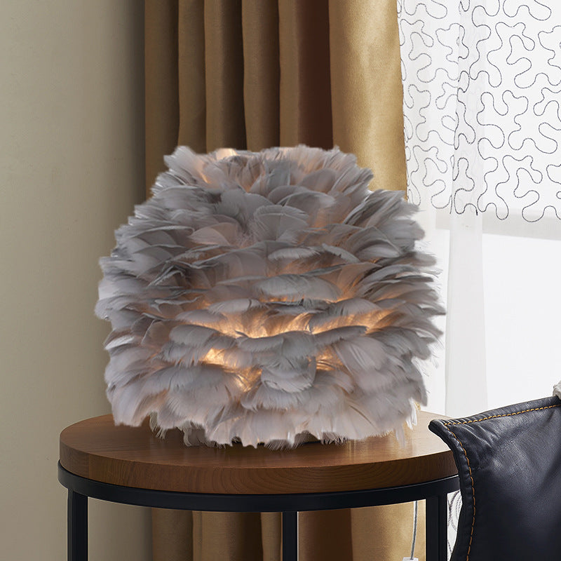 Luxury Swan Feather Table Lamp with Dimmable Push Button Switch