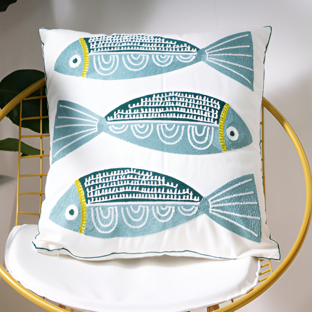 Ocean Treasures Embroidered Coastal Cushion Cover