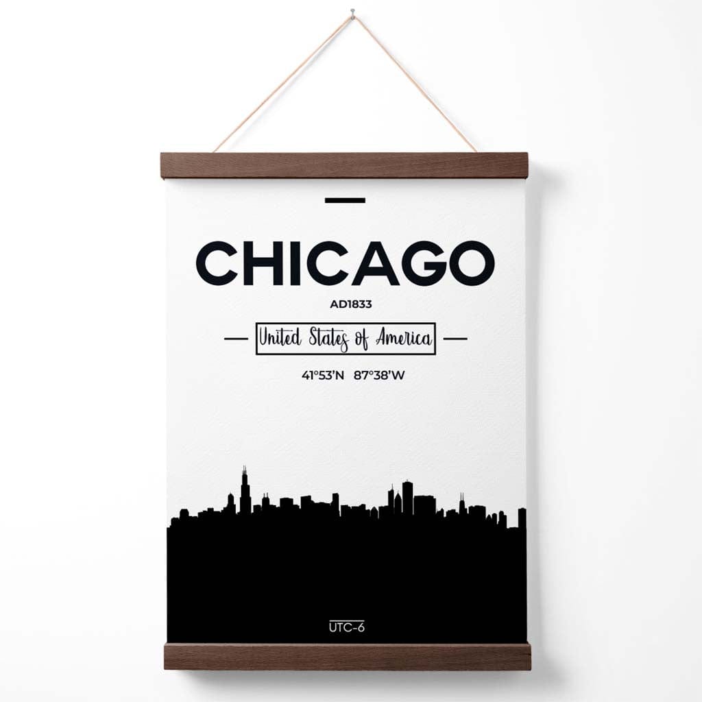 Black and White Chicago City Skyline Framed Poster