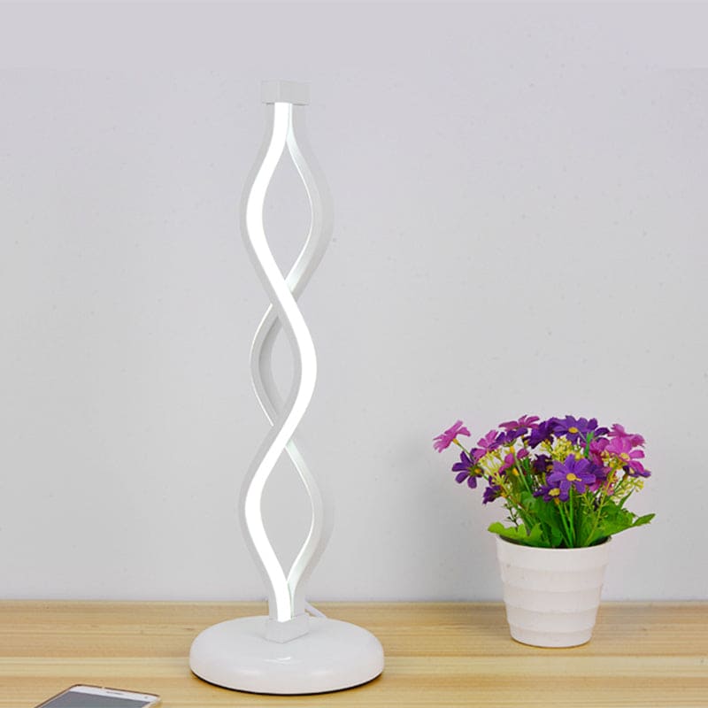 Elegant White LED Spiral Table Lamp – Modern USB Rechargeable Design