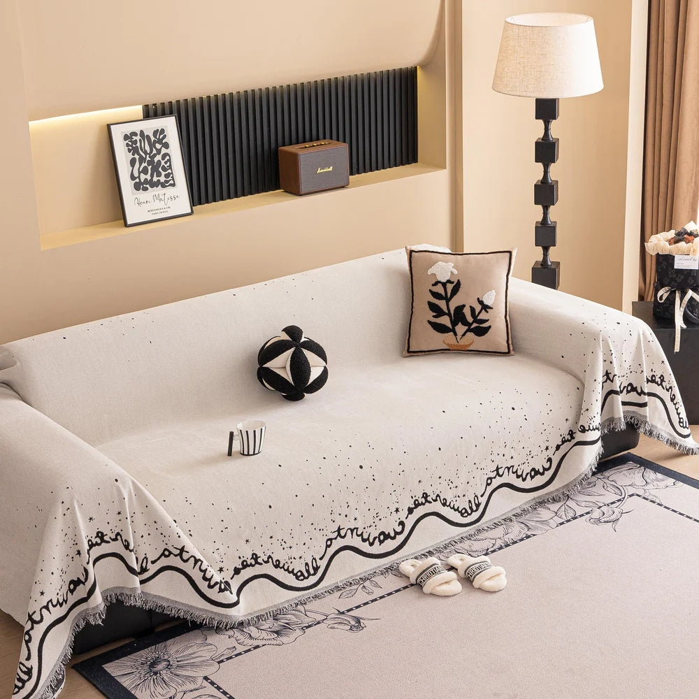 Cursive Glitter Chenille Sofa Cover
