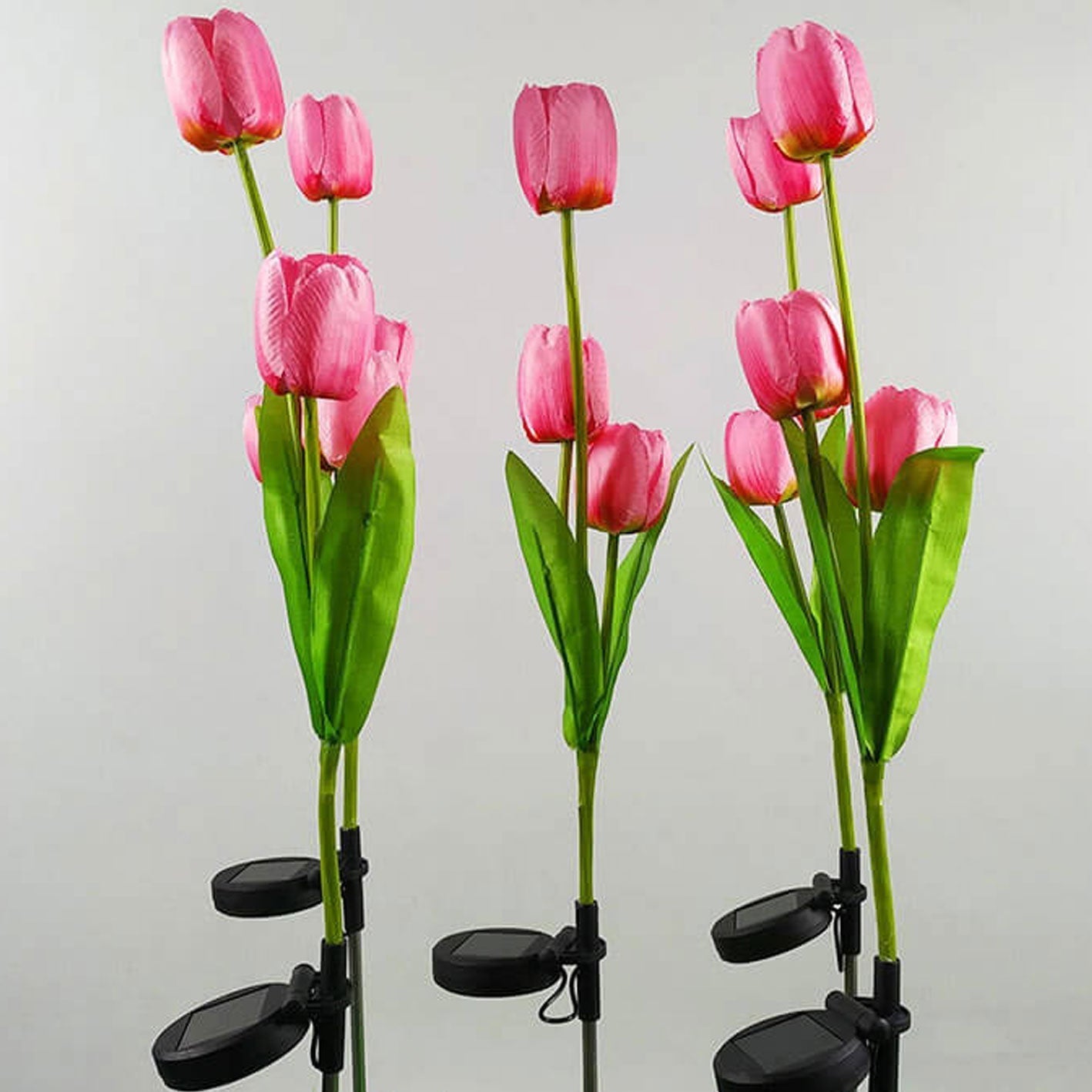 Solar LED Tulip Flower Garden Light Stake - Pink & Green