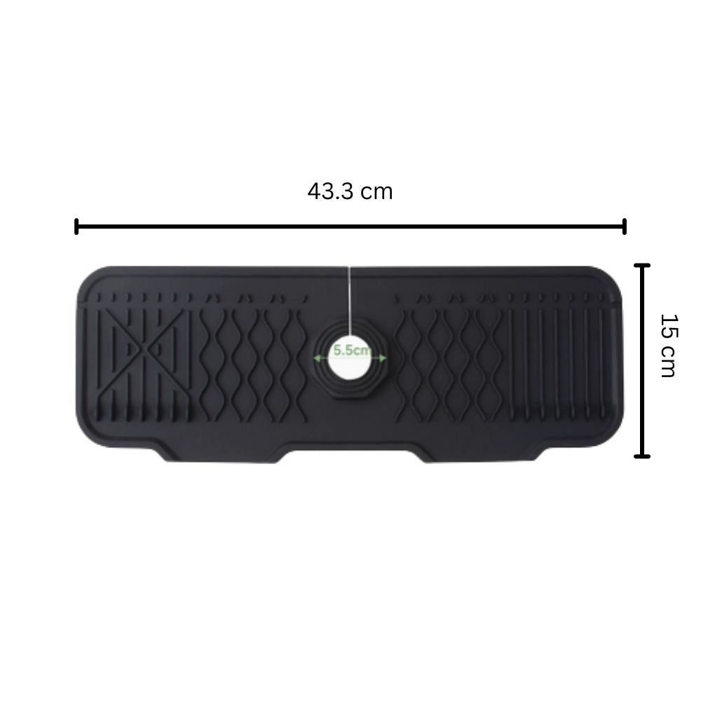 Rubber Faucet Sink Mat with Draining Slope and Foldable Edges