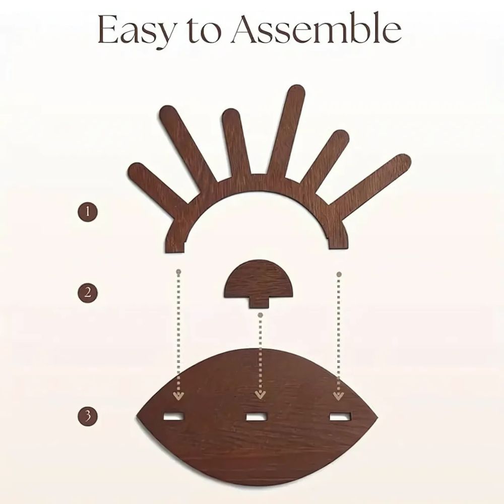 Stylish Wooden Jewelry Rack with Six Ring Columns