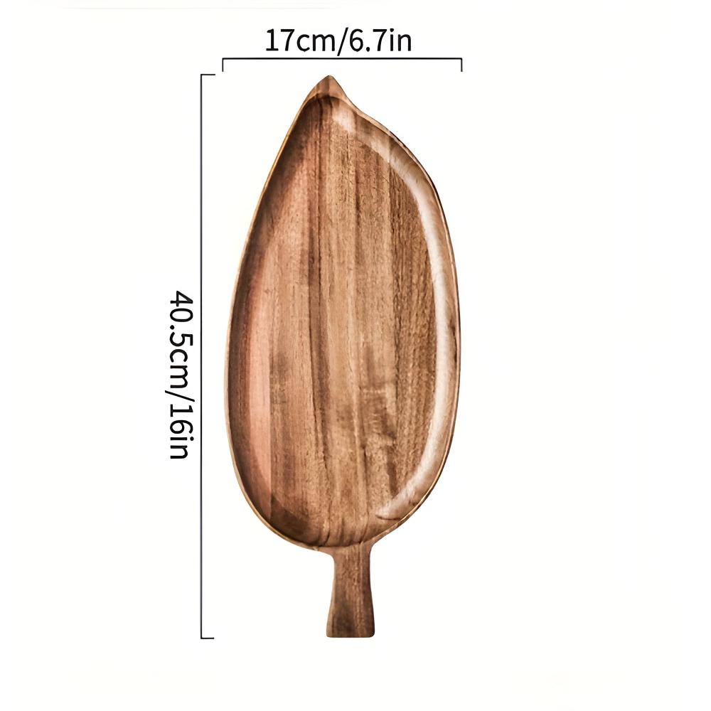 Leaf-Shaped Wooden Serving Tray