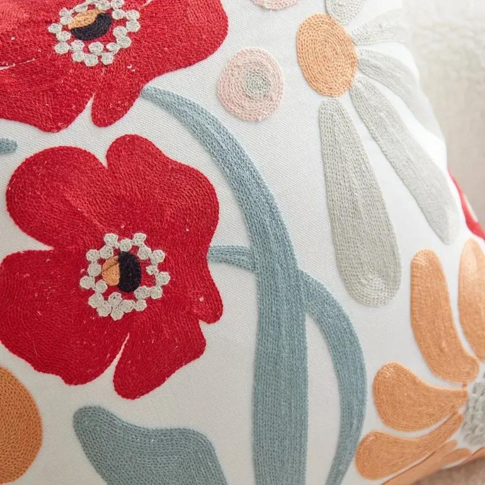 Plant Flower Patterned Microfiber Cotton Cushion Cover