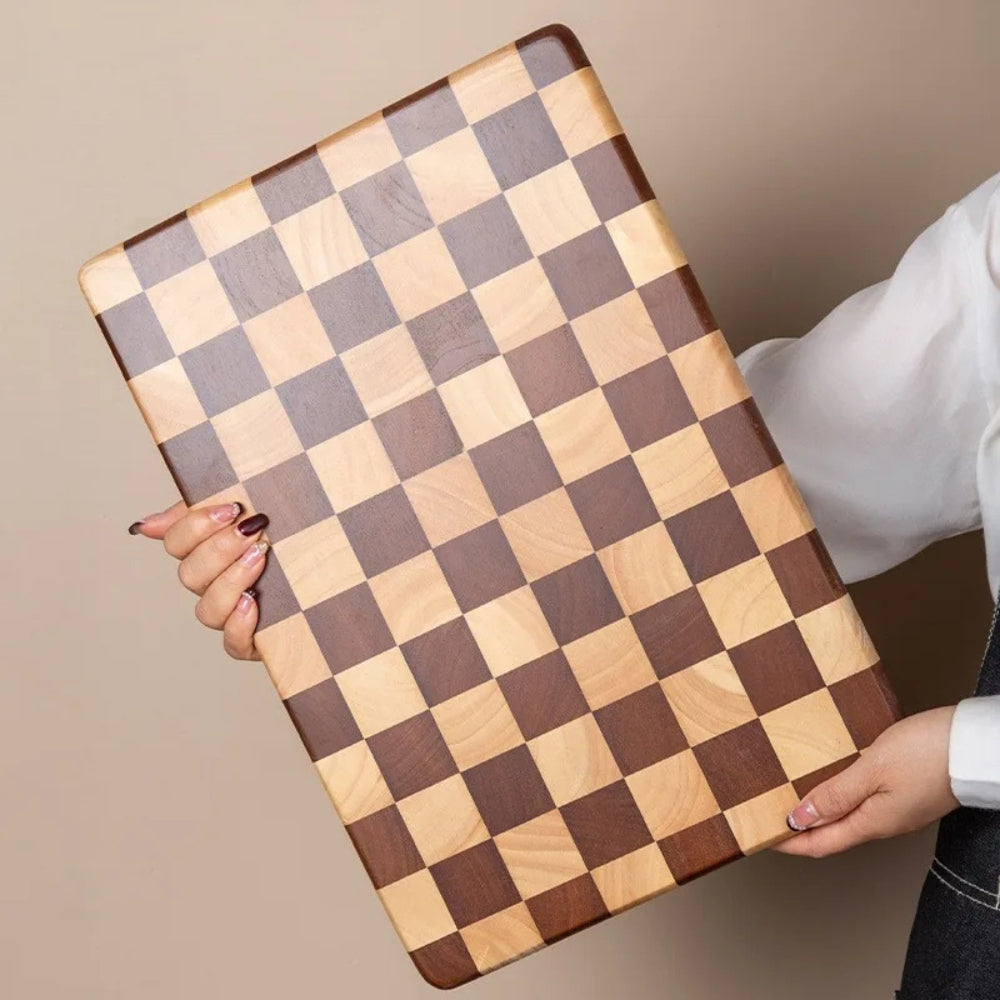 Chess-Inspired Acacia Wood Cutting Board
