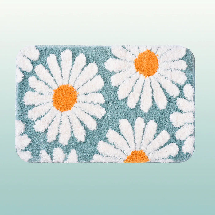 Purple Flower Bath Mat with Non-Slip Backing
