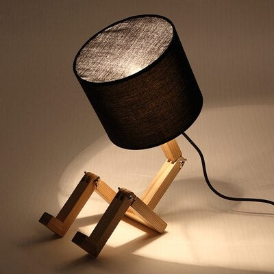 Modern Solid Wood Table Lamp with Linen Shade