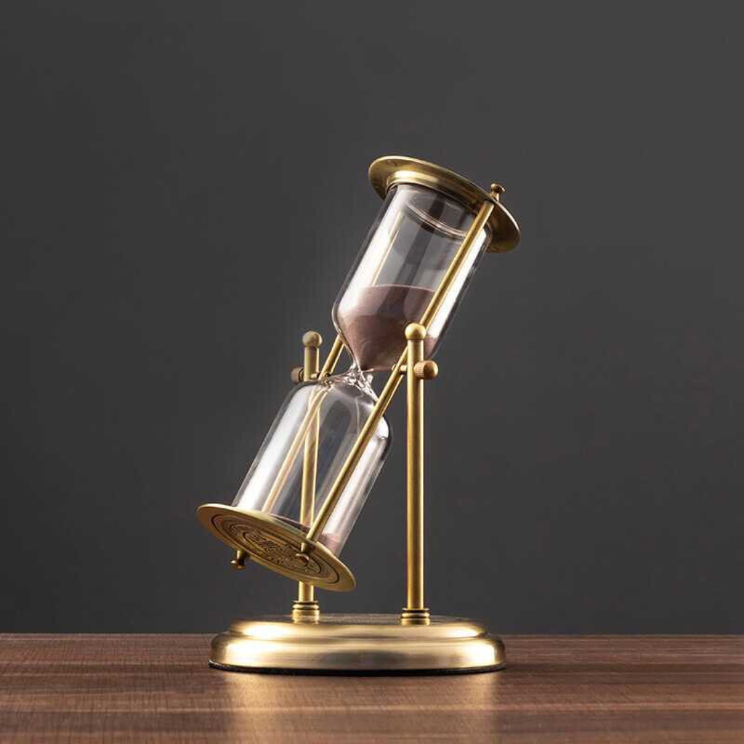 Antique Brass Hourglass with Purple Sand