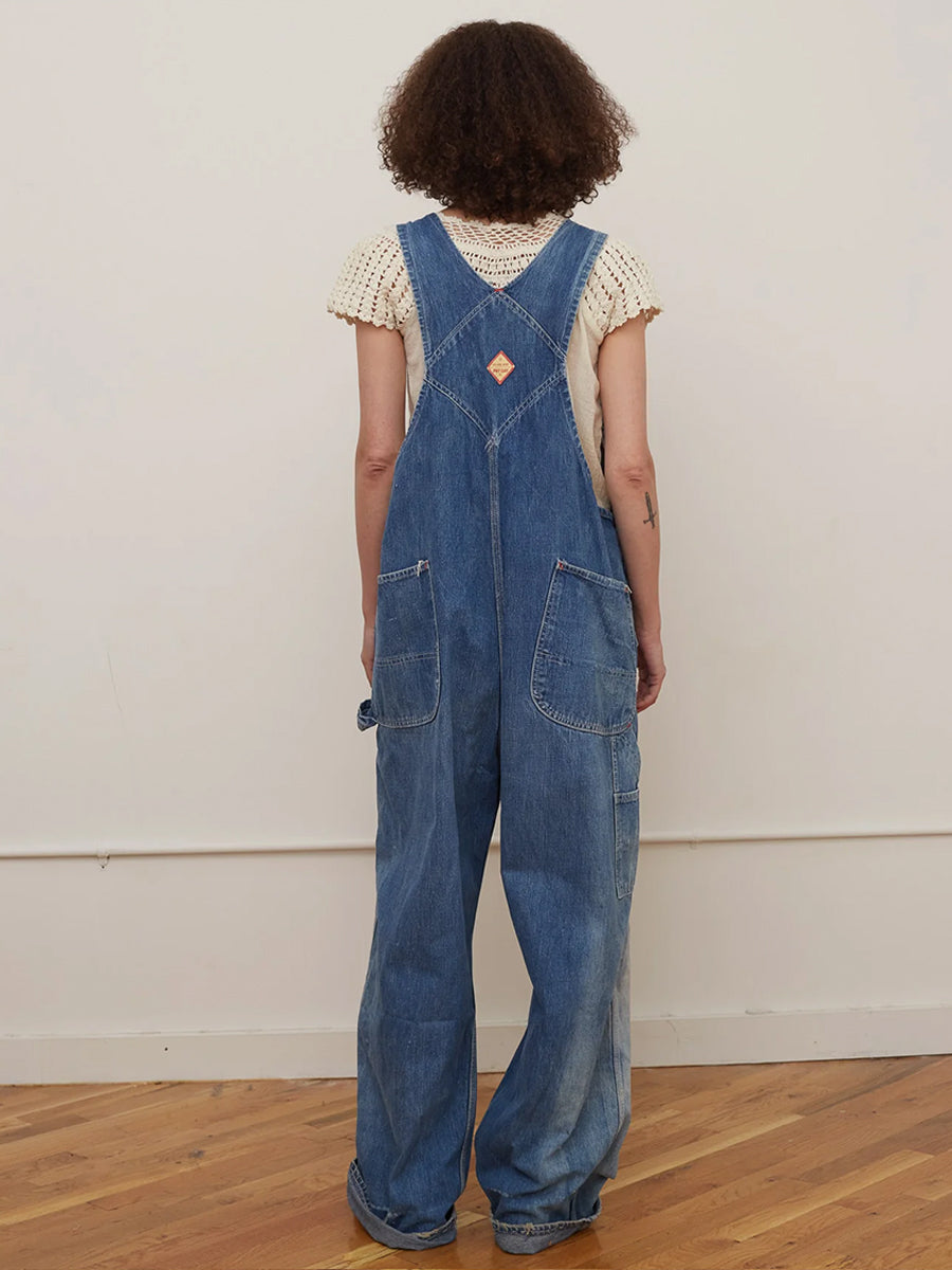Oversized Vintage Wash Wide Leg Denim Overalls