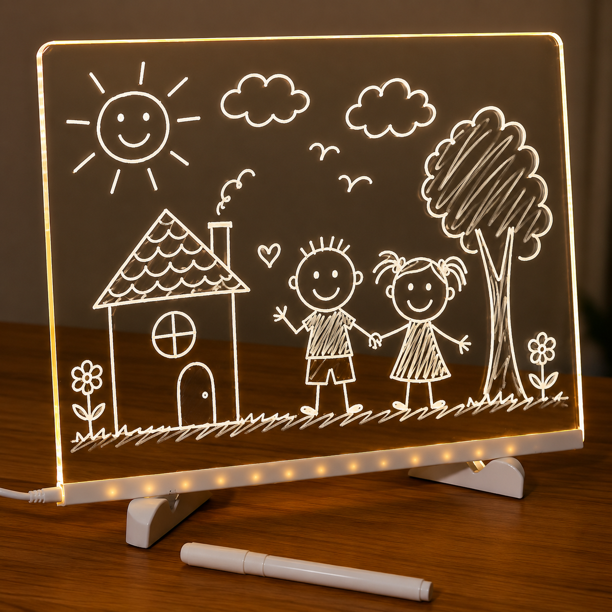 LED Acrylic Drawing Board for Kids with USB Light and Adjustable Stand