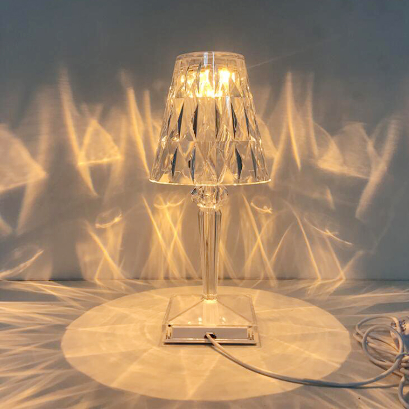 Touch Sensor Crystal Table Lamp with USB Rechargeable Design
