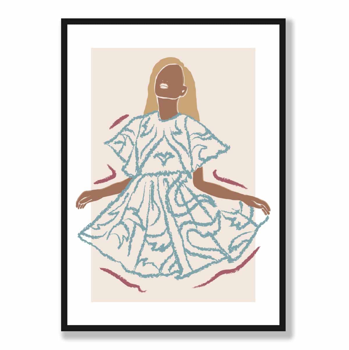 Minimalist Woman Sketch Art Print on Matte Paper