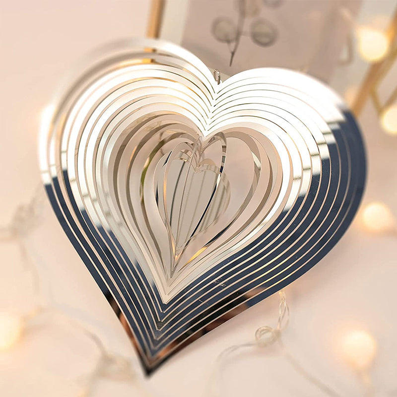 Stainless Steel Heart-Shaped Rotating Wind Spinner