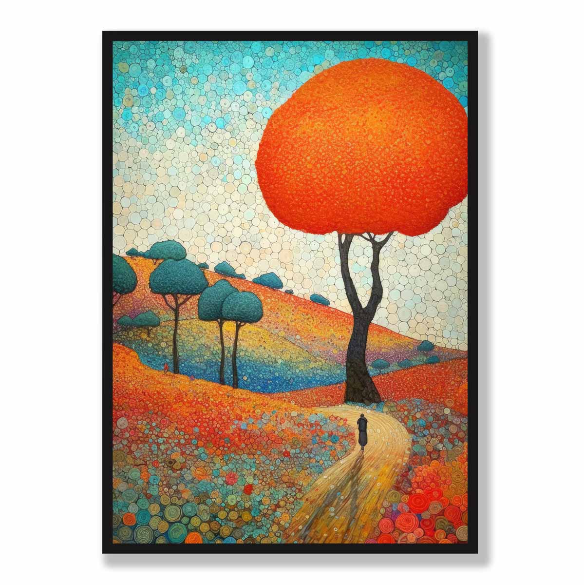Colorful Abstract Hill and Tree Art Print