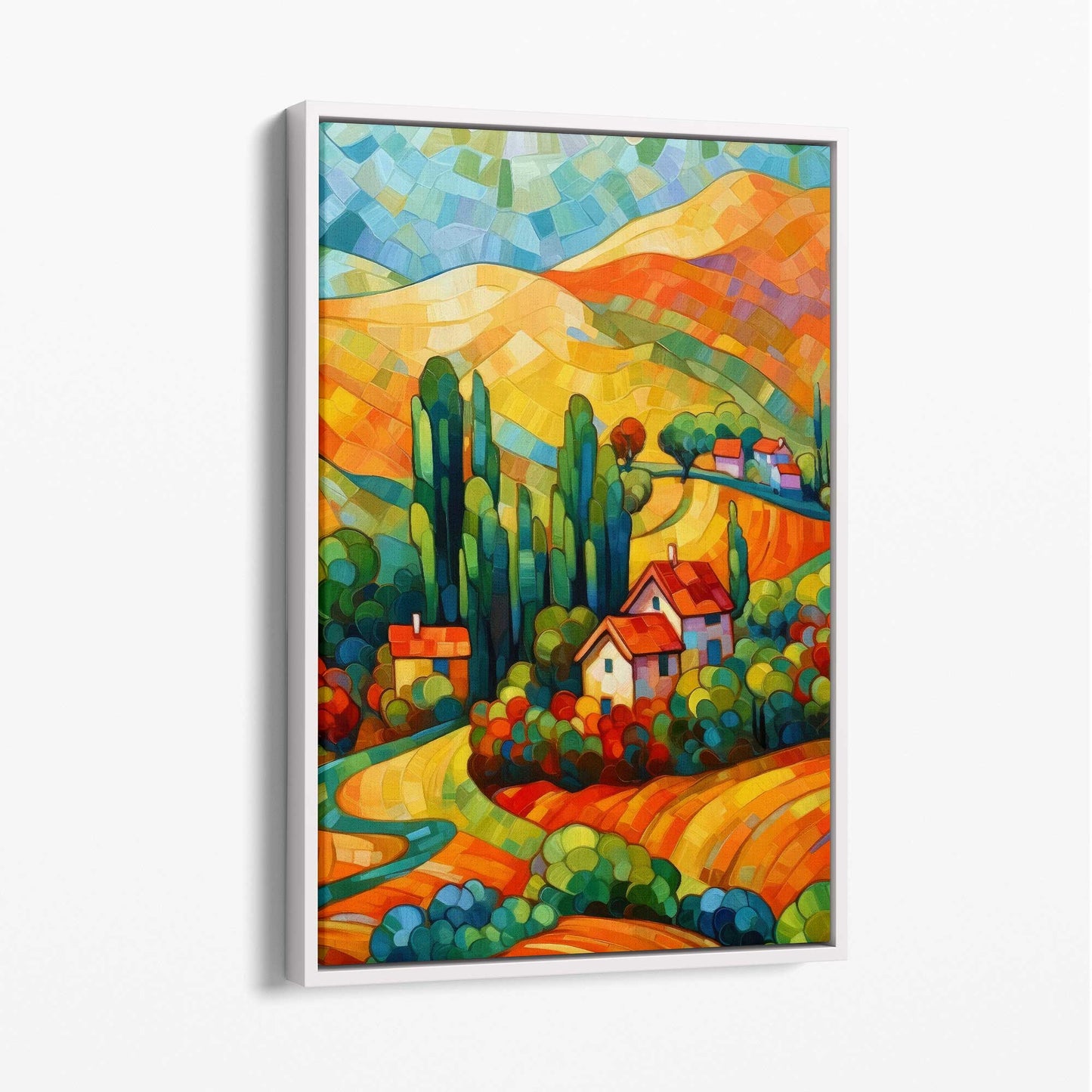 Colorful Abstract Landscape Canvas Print with Float Frame Options