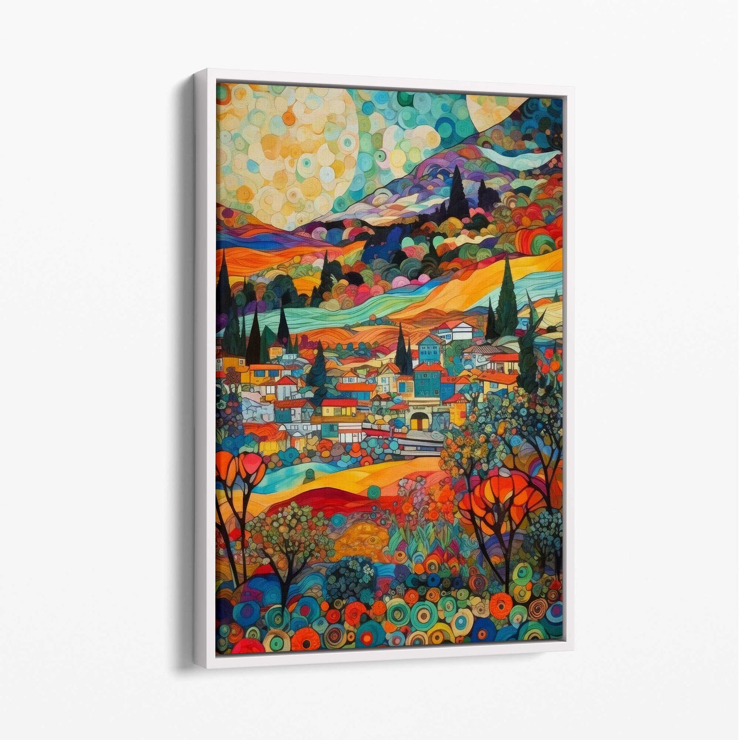 Colorful Cityscape Mosaic Abstract Canvas Print