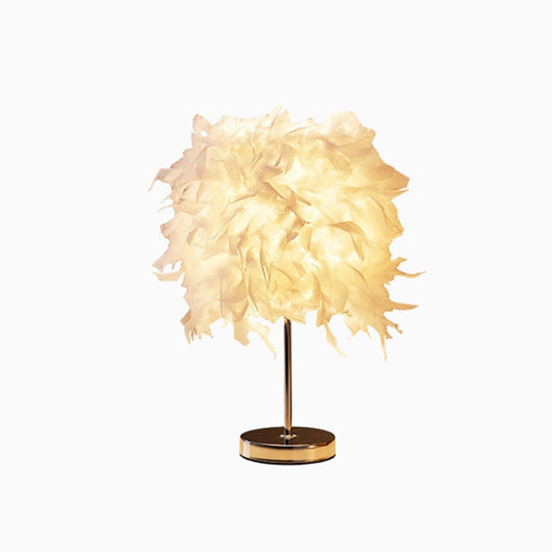 Modern White Cylindrical Bedside Lamp with Single Bulb Socket