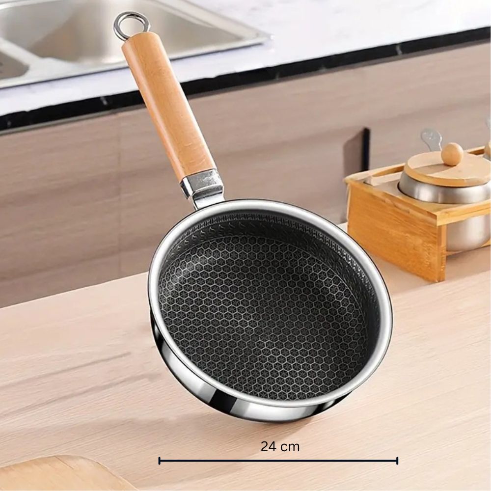 Stainless Steel Non-Stick Frying Pan with Ergonomic Handle
