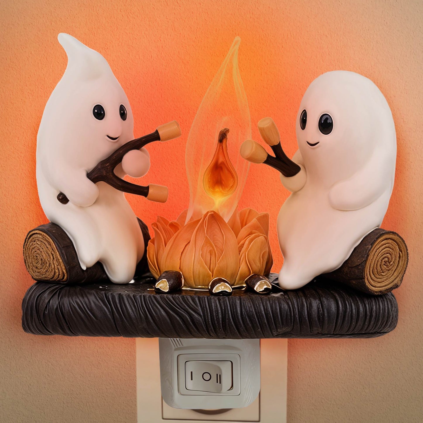 Halloween Ghost Campfire Night Light with Friendly Ghosts