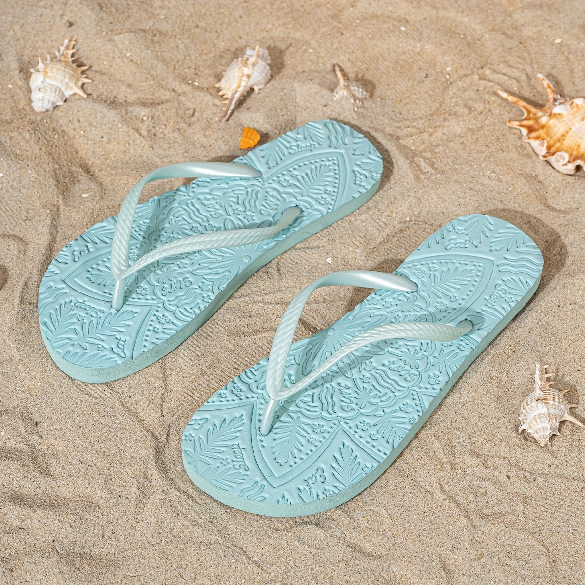 Lightweight Slip-On Women's Slippers with Embossed Leaf Pattern